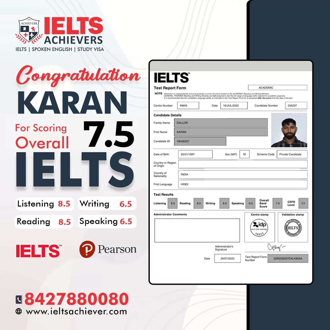 Karan — IELTS Result
